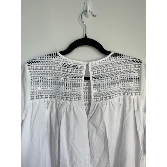 English Factory Eyelet Lace Babydoll Blouse Women Small‎ White Short Sleeve NWT - Picture 9 of 9